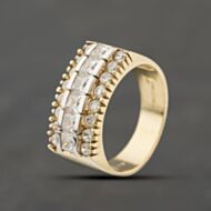 Pre-Owned 9ct Yellow Gold Cubic Zirconia Three Row Ring 41104395