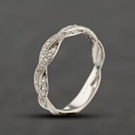 Pre-Owned White Gold Cubic Zirconia Twist Band Ring 41104399