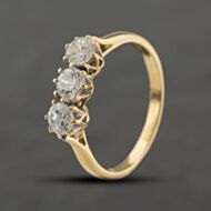 Pre-Owned 9ct Yellow Gold Cubic Zirconia Three Stone Ring 41104402