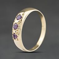 Pre-Owned 9ct Yellow Gold Ruby Three Stone Ring 41104407