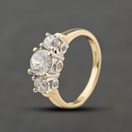 Pre-Owned 9ct Yellow Gold Cubic Zirconia Three Stone Ring 41104416