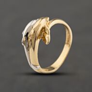 Pre-Owned 9ct Two Colour Gold Double Dolphin Dress Ring 41104417