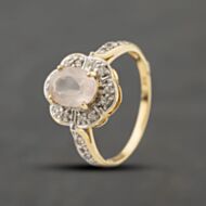 Pre-Owned 9ct Yellow Gold Morganite & Cubic Zirconia Flower Pattern Cluster Ring 41104429