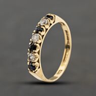 Pre-Owned 9ct Yellow Gold Sapphire & Cubic Zirconia Half Eternity Ring 41104434