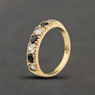 Pre-Owned 9ct Yellow Gold Sapphire & Cubic Zirconia Half Eternity Ring 41104442