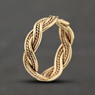 Pre-Owned 9ct Two Colour Gold Twisted Band Ring 41104444