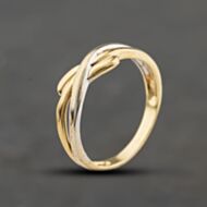 Pre-Owned 9ct Two Colour Gold Crossover Dress Ring 41104448
