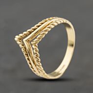 Pre-Owned 9ct Yellow Gold Twisted Wishbone Ring 41104459