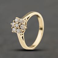 Pre-Owned 9ct Yellow Gold Cubic Zirconia Seven Stone Cluster Ring 41104468