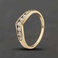 Pre-Owned 9ct Yellow Gold Cubic Zirconia Channel Set Half Wishbone Ring 41104475
