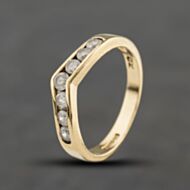 Pre-Owned 9ct Yellow Gold Cubic Zirconia Channel Set Half Wishbone Ring 41104476