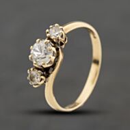 Pre-Owned 9ct Yellow Gold Cubic Zirconia Twisted Three Stone Ring 41104477