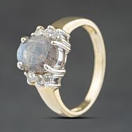 Pre-Owned 9ct Yellow Gold Labradorite & White Topaz Dress Ring 41104489