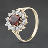 Pre-Owned 9ct Yellow Gold Garnet & Cubic Zirconia Oval Cluster Ring 41104491