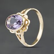 Pre-Owned Yellow Gold Amethyst Oval Dress Ring 41104494