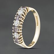 Pre-Owned 9ct Yellow Gold White & Pink Cubic Zirconia Seven Stone Ring 41104497