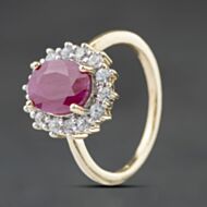 Pre-Owned 9ct Yellow Gold Ruby & White Zircon Cluster Ring 41104498