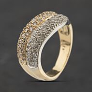 Pre-Owned 9ct Two Colour Gold 0.25ct Diamond Pave Set Wave Dress Ring 41104503