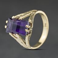 Pre-Owned Vintage Yellow Gold Amethyst Oblong Dress Ring 41104508