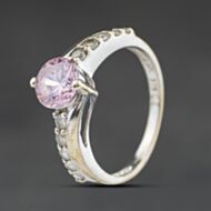 Pre-Owned 9ct White Gold Pink & White Cubic Zirconia Shoulder Set Dress Ring 41104509