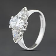 Pre-Owned 9ct White Gold Cubic Zirconia Three Stone Ring 41104515