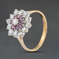 Pre-Owned 9ct Yellow Gold Ruby & Cubic Zirconia Round Cluster Ring 41104523