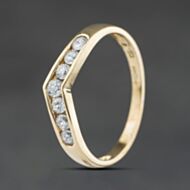 Pre-Owned 9ct Yellow Gold Cubic Zirconia Channel Set Half Wishbone Ring 41104531
