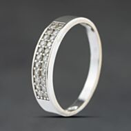 Pre-Owned 9ct White Gold Cubic Zirconia Two Row Half Eternity Ring 41104535