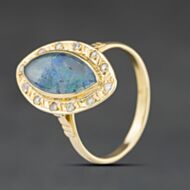 Pre-Owned Yellow Gold Opal Triplet & Cubic Zirconia Marquise Shape Dress Ring 41104544
