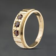 Pre-Owned 9ct Yellow Gold Garnet Three Stone Ring 41104552