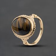 Pre-Owned 9ct Yellow Gold Tigers Eye Oval Dress Ring 41104565