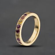 Pre-Owned 9ct Yellow Gold Fancy Coloured Ruby & Sapphire Multi Coloured Half Eternity Ring 41104566