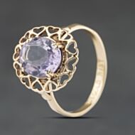 Pre-Owned Vintage Yellow Gold Amethyst Oval Dress Ring 41104570