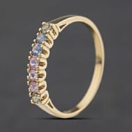 Pre-Owned 9ct Yellow Gold Multi Stone Half Eternity Ring 41104579