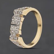 Pre-Owned 9ct Yellow Gold Cubic Zirconia Mum Signet Ring 41104584