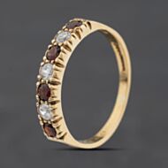 Pre-Owned 9ct Yellow Gold Garnet & Cubic Zirconia Half Eternity Ring 41104587