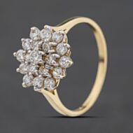 Pre-Owned 9ct Yellow Gold Cubic Zirconia Three Trier Cluster Ring 41104598
