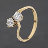 Pre-Owned 9ct Yellow Gold Cubic Zirconia Crossover Two Stone Ring 41104604