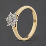 Pre-Owned 9ct Yellow Gold Cubic Zirconia Seven Stone Cluster Ring 41104608