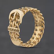 Pre-Owned Vintage Yellow Gold Curb Design Buckle Ring 41104625