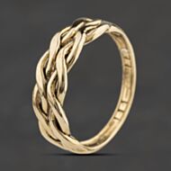 Pre-Owned 9ct Yellow Gold Weave Two Row Band Ring 41104643