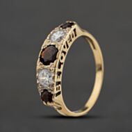 Pre-Owned 9ct Yellow Gold Garnet & Cubic Zirconia Beloved Graduated Five Stone Ring 41104661