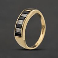 Pre-Owned 9ct Yellow Gold Sapphire & Cubic Zirconia Baguette Half Eternity Ring 41104663