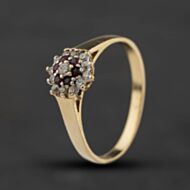 Pre-Owned 9ct Yellow Gold Ruby & Cubic Zirconia Cluster Ring 41104678