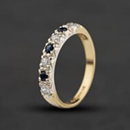 Pre-Owned 9ct Yellow Gold Sapphire & Cubic Zirconia Half Eternity Ring 41104682