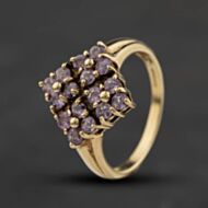 Pre-Owned 9ct Yellow Gold Amethyst Grid Dress Ring 41104685