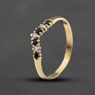 Pre-Owned 9ct Yellow Gold Sapphire & Cubic Zirconia Half Wishbone Ring 41104710