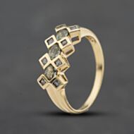Pre-Owned 9ct Yellow Gold Green And Blue Sapphires Fancy Dress Ring 41104711
