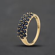 Pre-Owned 9ct Yellow Gold Sapphire Three Row Dress Ring 41104714