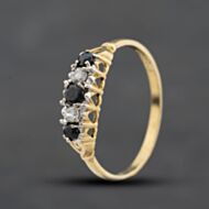Pre-Owned 9ct Yellow Gold Sapphire & Cubic Zirconia Five Stone Ring 41104715